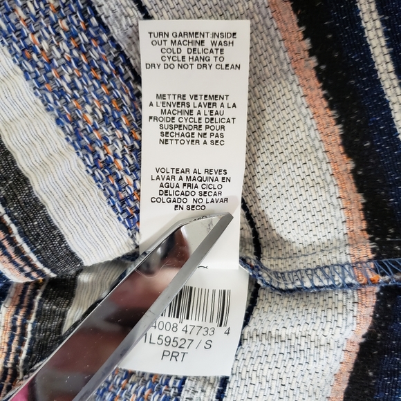 VGUC Karen Kane Pacific Sunrise Jacquard Tapestry Cropped Jacket Blue Size S - Picture 12 of 13